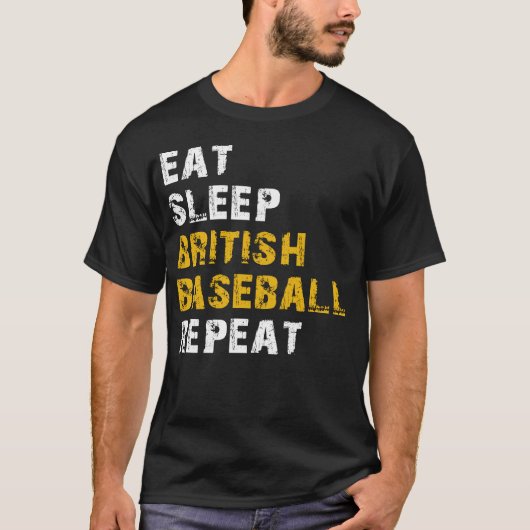 eet slaap Brits honkbal T-shirt (Voorkant)