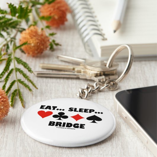 Eet... Slaap... Brug (Bridge Humor Card Suits) Sleutelhanger (Zijkant)