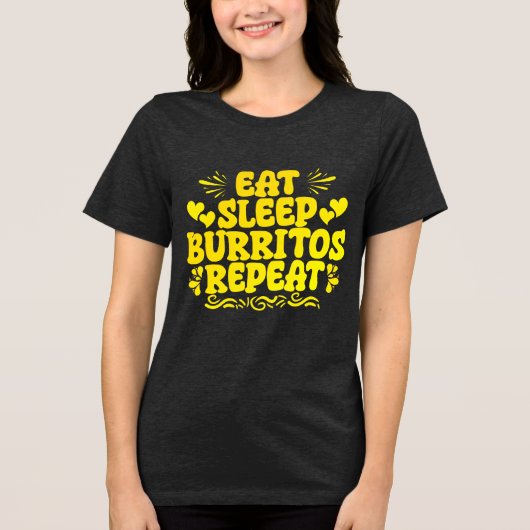Eet slaap burrito's herhalen Tri-Blend shirt (Voorkant)