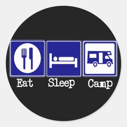 Eet. Slaap, Camp Ronde Sticker (Voorkant)