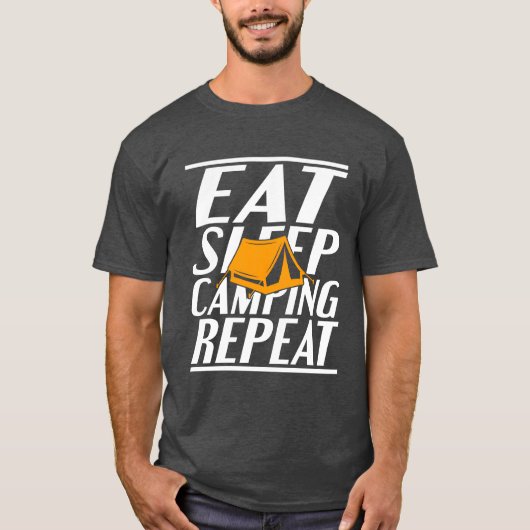 eet slaap camping jongen t-shirt (Voorkant)