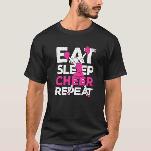 Eet Slaap Cheer Herhaal voor een cheerleader T-shirt (Voorkant)