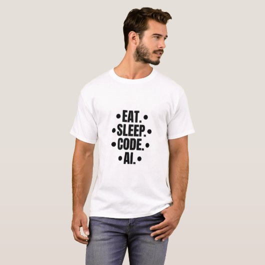 Eet Slaap Code AI Minimalistische programmeur Tech T-shirt (Voorkant volledig)
