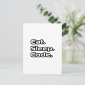 Eet. Slaap. Code. Briefkaart (Staand voorkant)