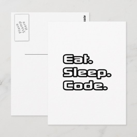 Eet. Slaap. Code. Briefkaart (Voorkant / Achterkant)
