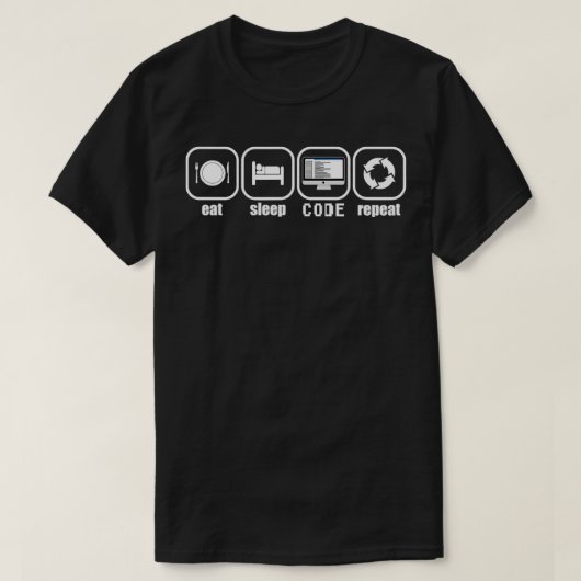 Eet Slaap Code Herhaal Grappige Programmeur Grappi T-shirt (Design voorkant)