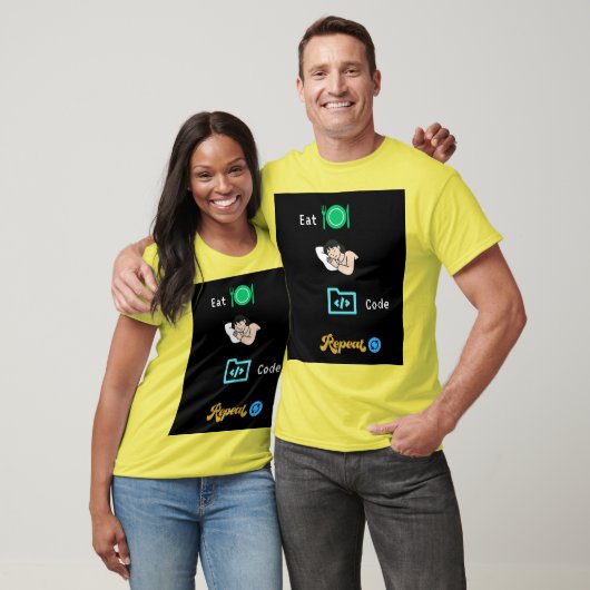 Eet Slaap Code Herhaal T-Shirt - Grappige programm (Unisex)