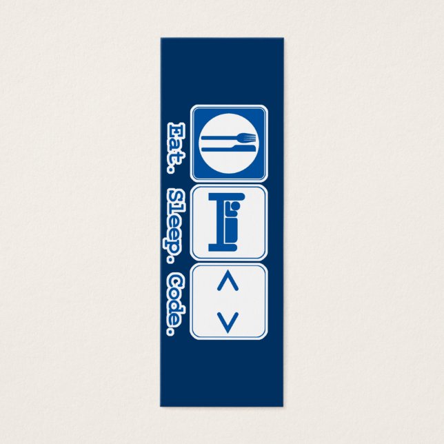 eet slaap code (html) bladwijzer mini visitekaartjes (Voorkant)