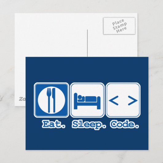 eet slaap code (html) briefkaart (Voorkant / Achterkant)