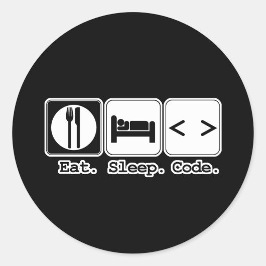 eet slaap code ronde sticker (Voorkant)