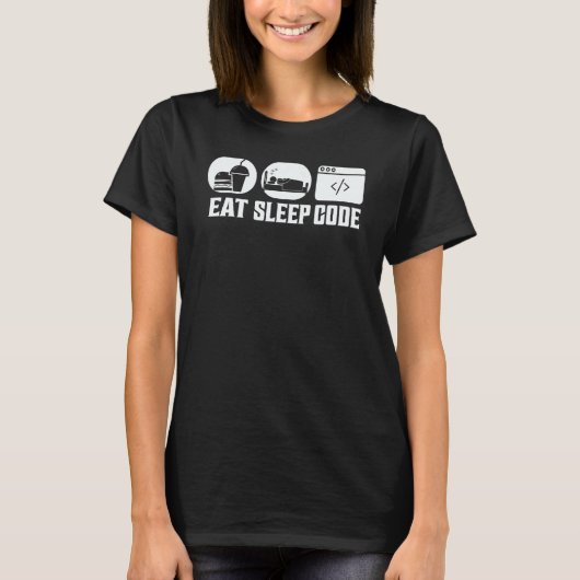 Eet Slaap Code Software Codering T-shirt (Voorkant)