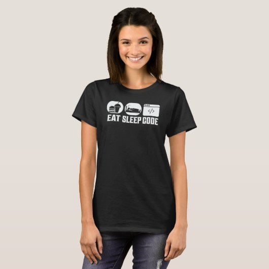 Eet Slaap Code Software Codering T-shirt (Voorkant volledig)