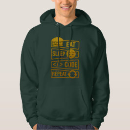 Eet Slaap Codeer Herhaal – Goud Tech Levensstijl D Hoodie