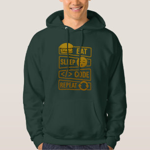 Eet Slaap Codeer Herhaal – Goud Tech Levensstijl D Hoodie