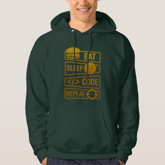 Eet Slaap Codeer Herhaal – Goud Tech Levensstijl D Hoodie (Voorkant)