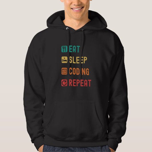Eet slaap codeer herhaal met vinkje selectievakjes hoodie (Voorkant)