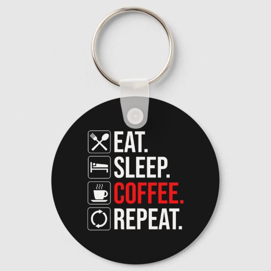 Eet. Slaap. Coffee. Herhaal Sleutelhanger (Achterkant)