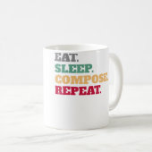 Eet Slaap Componeer Herhaal Cadeau Idee Componist Koffiemok (Voorkant rechts)