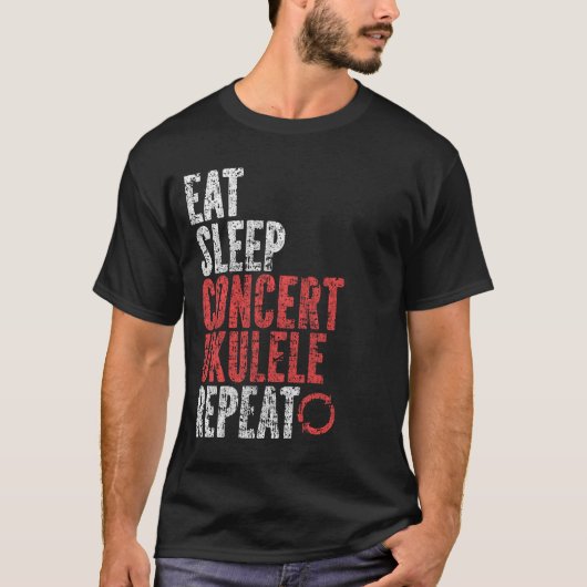 Eet Slaap Concert ukulele Herhalen T-shirt (Voorkant)