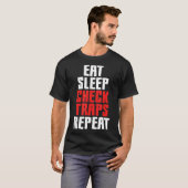 Eet slaap controlevallen Herhaal dierlijke trapper T-shirt (Voorkant volledig)