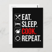 Eet. Slaap. Cook. Herhaal Briefkaart (Voorkant / Achterkant)