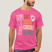 Eet Slaap Cricket Herhaal Cricket Speler Jeugd Man T-shirt (Voorkant)