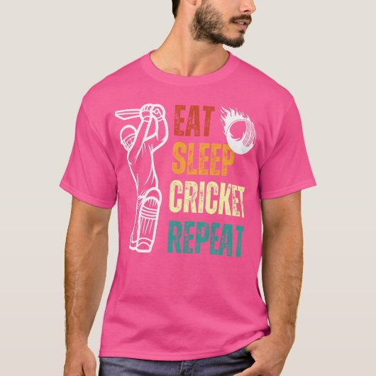 Eet Slaap Cricket Herhaal Cricket Speler Jeugd Man T-shirt (Voorkant)