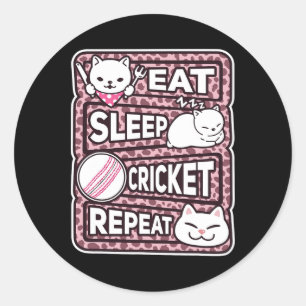 Eet Slaap Cricket Herhaal Jongens Meisje Kinderen Ronde Sticker