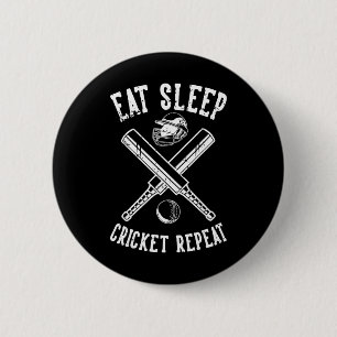 Eet Slaap Cricket Herhaal T Cricket  Ronde Button 5,7 Cm