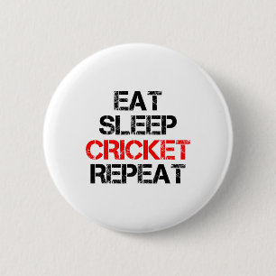 Eet Slaap Cricket Herhaal Team Competitie Amateur Ronde Button 5,7 Cm