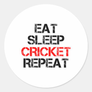Eet Slaap Cricket Herhaal Team Competitie Amateur  Ronde Sticker