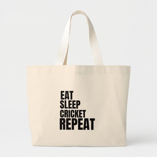 Eet slaap cricket repeat grote tote bag (Voorkant)