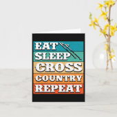 Eet Slaap Cross Country Herhaal Skiër Wintersport Kaart (Gele Bloem)