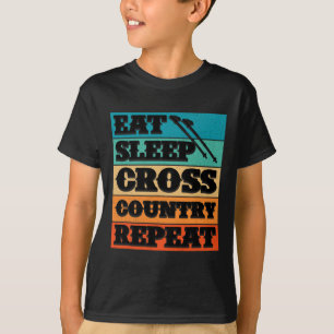 Eet Slaap Cross Country Herhaal Skiër Wintersport T-shirt
