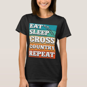 Eet Slaap Cross Country Herhaal Skiër Wintersport T-shirt