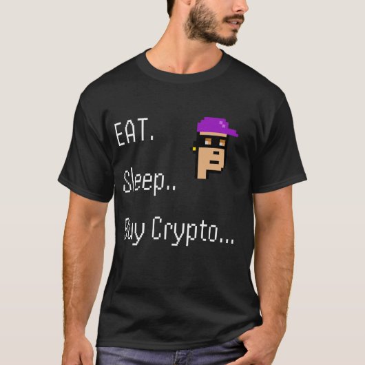 "Eet. Slaap. Crypto kopen - NFT Pixel Art" T-shirt (Voorkant)