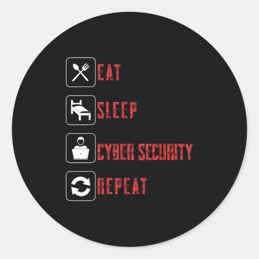 Eet Slaap Cyber Security Herhaal Ethische Hacker H Ronde Sticker (Voorkant)