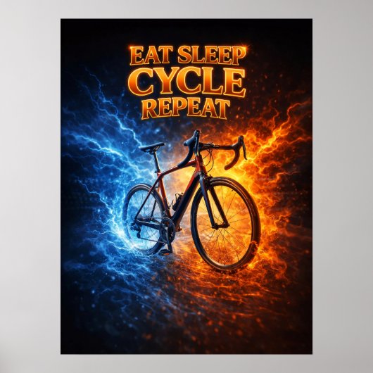 Eet Slaap Cyclus Retro Poster (Voorkant)