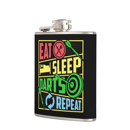 Eet Slaap Darts Herhaal Vinyl Wrapped Flask 6 oz. Heupfles (Links)