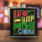 Eet Slaap Darts Herhaal Vinyl Wrapped Flask 6 oz. Heupfles