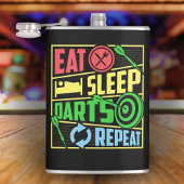 Eet Slaap Darts Herhaal Vinyl Wrapped Flask 8 oz. Heupfles