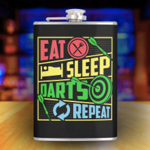 Eet Slaap Darts Herhaal Vinyl Wrapped Flask 8 oz.
