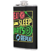 Eet Slaap Darts Herhaal Vinyl Wrapped Flask 8 oz. Heupfles (Links)