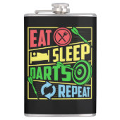 Eet Slaap Darts Herhaal Vinyl Wrapped Flask 8 oz. Heupfles (Voorkant)