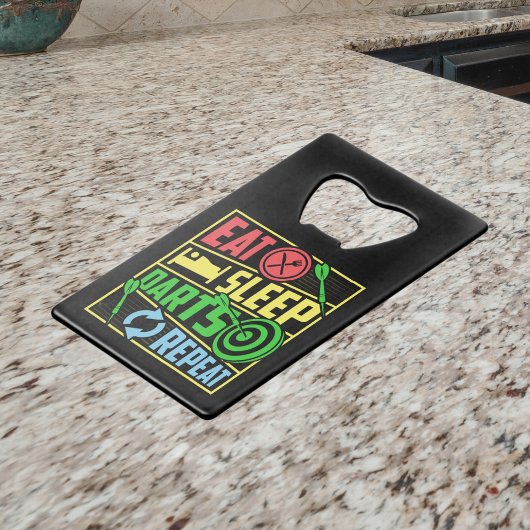 Eet Slaap Darts Herhalen - Dart Speler Creditkaart Flessenopener