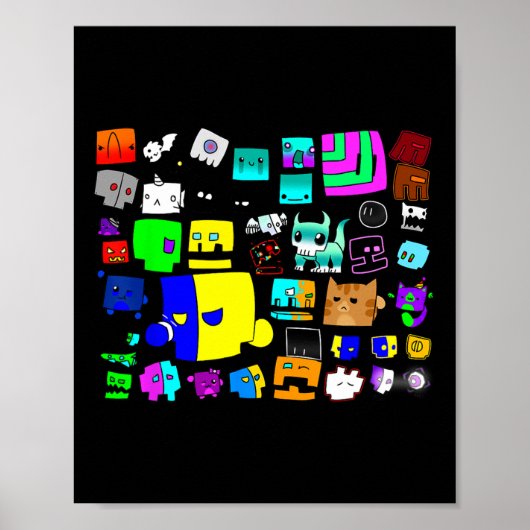 Eet Slaap Dash Herhaal Video Game Geometrie Video Poster (Voorkant)