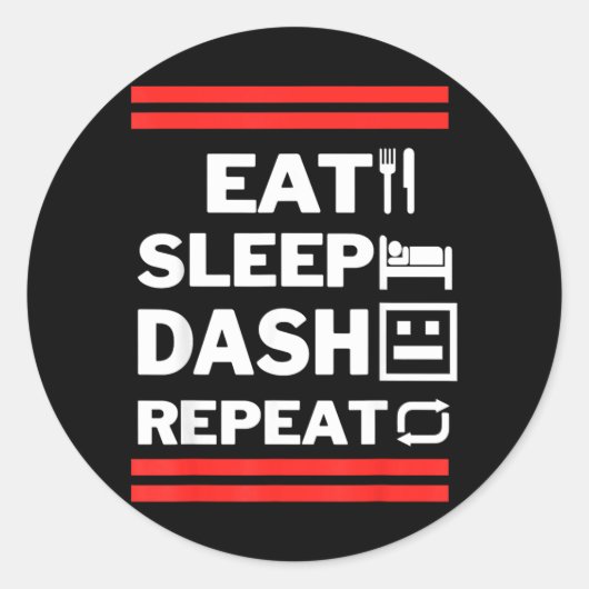 Eet Slaap Dash Herhaal Videospel Ronde Sticker (Voorkant)