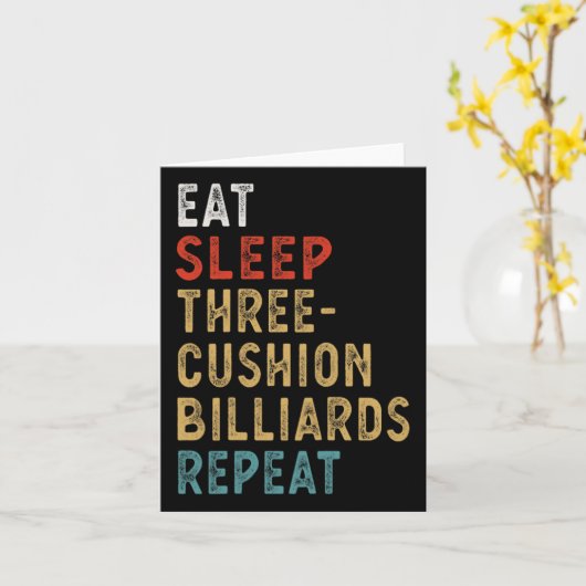 Eet slaap drie-kussen biljart herhalen grappig pla kaart (Gele Bloem)