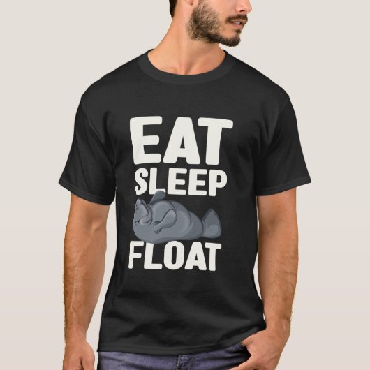 Eet Slaap Drijf Manatee Zeekoe T-shirt (Voorkant)