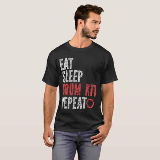 Eet Slaap Drum Kit Herhalen T-shirt (Voorkant volledig)